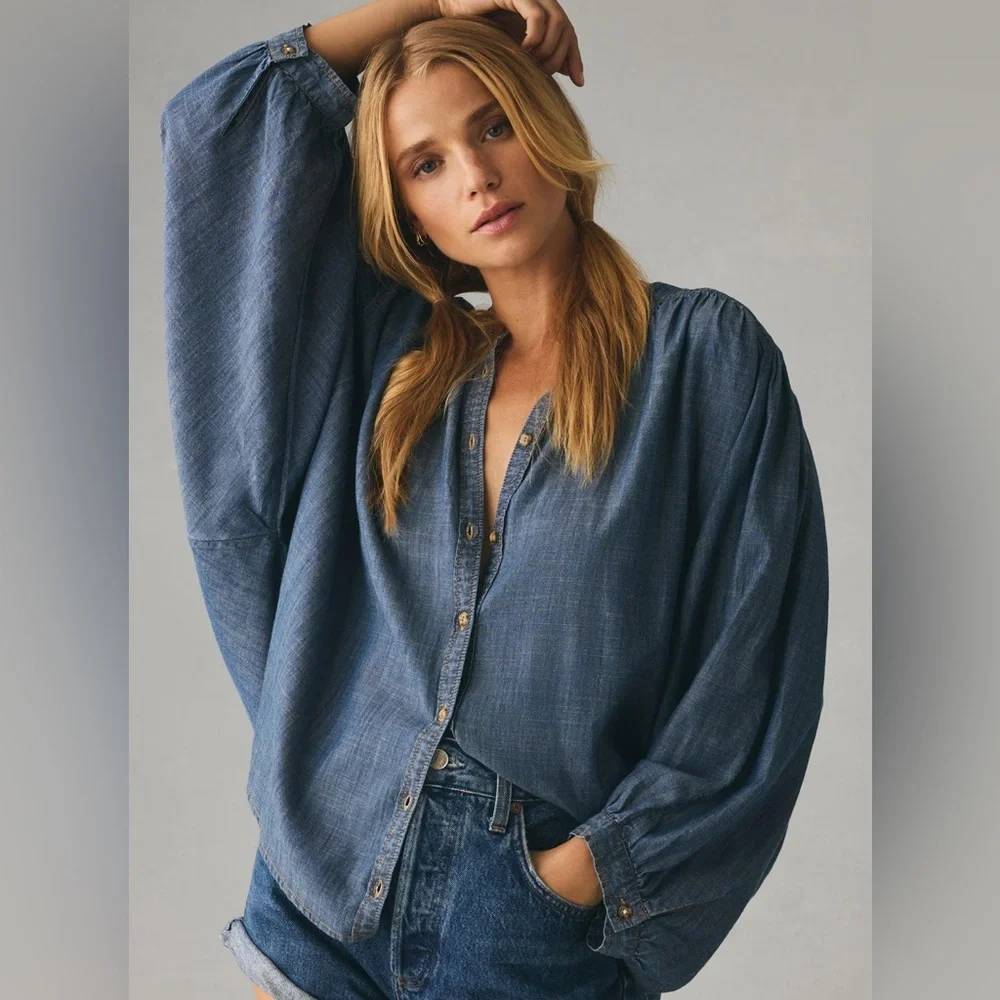 Anthropologie Blue Blouse - Picture 1 of 9